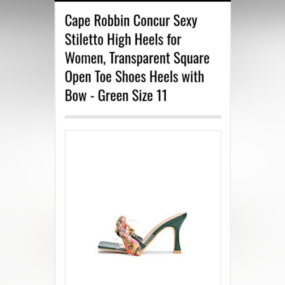 Cape Robbin Green Transparent Square Open-Toe Heels with Bow